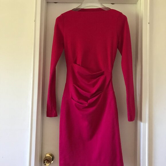 Artelier Nicole Miller Long Sleeve Ruched Shift Women's Dress Pink Size P - Picture 6 of 6